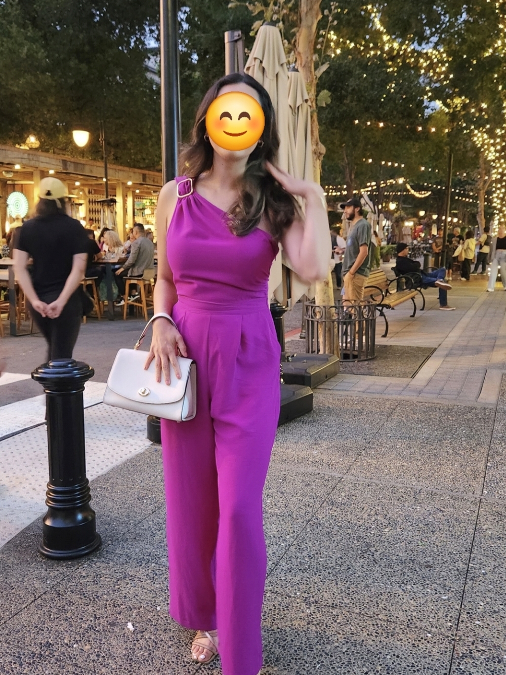 Zara One-Shoulder Magenta Jumpsuit Size Medium